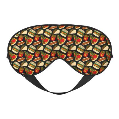 Sleep Eye Mask for Women and Men, Cute French Fries and Burger Design, Adjustable Soft Buckle, Blackout Travel Mask