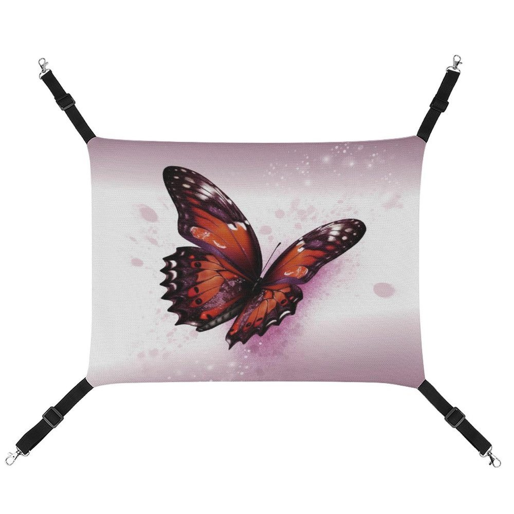 JTREHY Adjustable Butterfly Print Pet Hammock with Metal Hooks