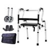 EPOTRDCV Foldable Senior Rollator with Leather Seat, Lightweight Upright Walker for Outdoor Use, Height-Adjustable view 1