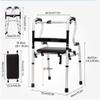 EPOTRDCV Foldable Senior Rollator with Leather Seat, Lightweight Upright Walker for Outdoor Use, Height-Adjustable view 3