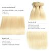 Natural Look, Easy to Wear and Style, 613 Blonde Straight Hair Bundles with Closure, Middle Part, 3/4 Bundles with Lace Front, 25.4, 10, 1.6 cm, Brazilian Remy Human Hair Extensions, Perfect for Casual view 3