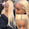 Natural Look, Easy to Wear and Style, 613 Blonde Straight Hair Bundles with Closure, Middle Part, 3/4 Bundles with Lace Front, 25.4, 10, 1.6 cm, Brazilian Remy Human Hair Extensions, Perfect for Casual view 4