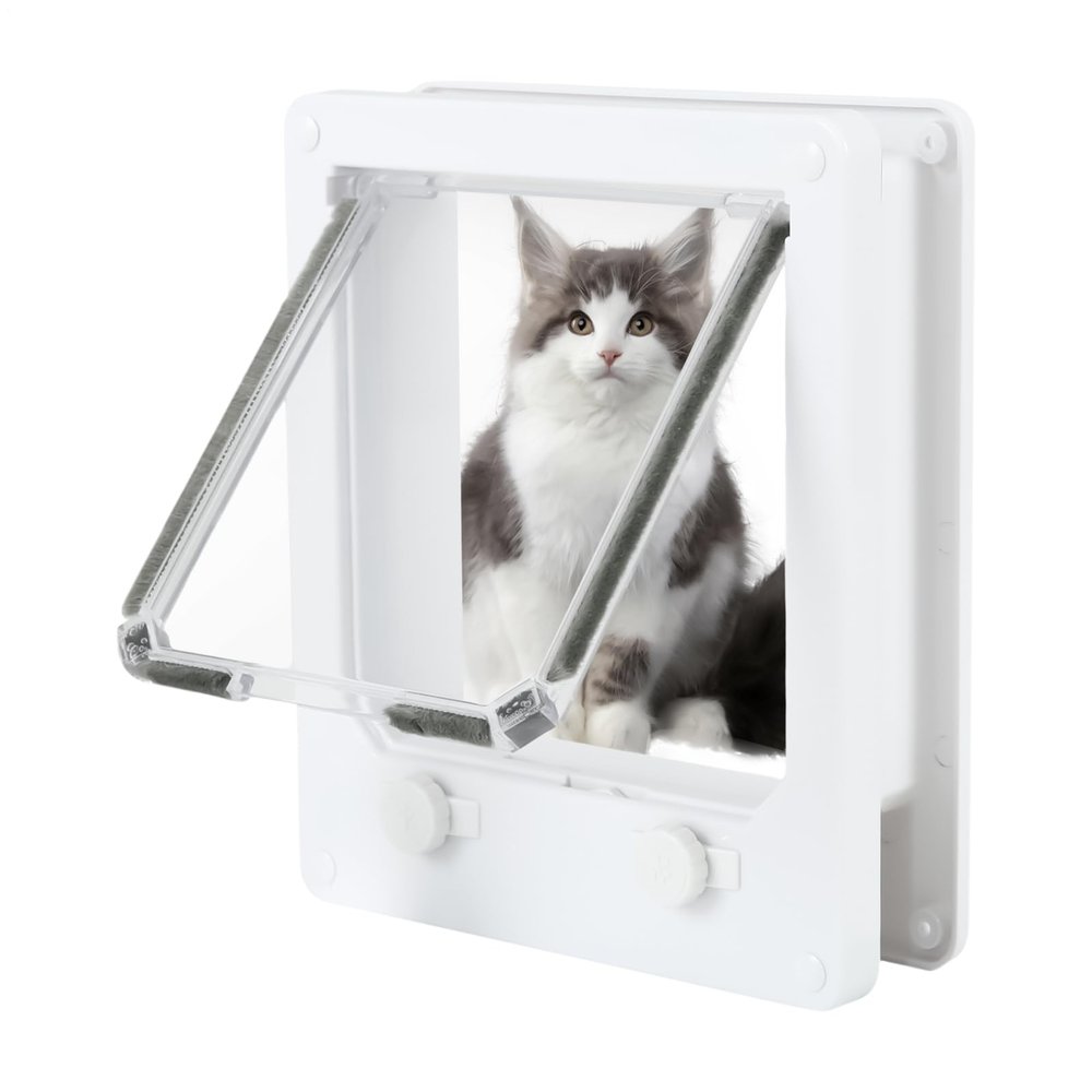 Cat Door, Pet Door for Cats, White Wall-Mounted Cat Door