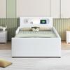 Upholstered Kids' Bed with Night Light and USB Port, Storage Drawers, Faux Leather, 90 x 200 cm, White view 2