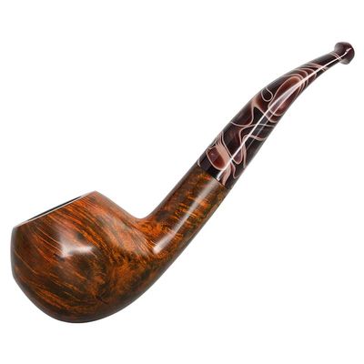 MUXIANG Briar Wood Pipe with Coffee-Colored Acrylic Stem, 9 mm Filter, AA0526 (Gold)