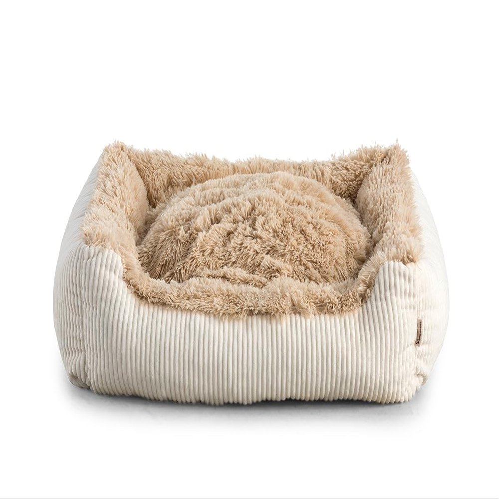 Gutekissen Shaggy Dog Bed for Small Dogs, Washable Dog Cushion, Choice of Color and Size (XL - 100 x 75, Beige)
