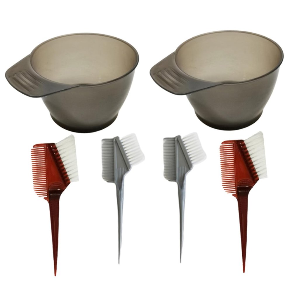 AUTSUPPL 6-Piece Hair Dyeing Set, Random Style, with Hair Dye Bowls and Comb, Plastic, Washable and Reusable, Random Color