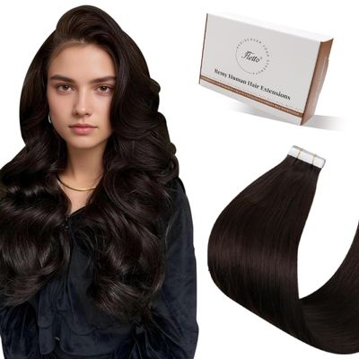 Hetto Human Hair Tape Extensions 55 cm, 50 g, Brown #2