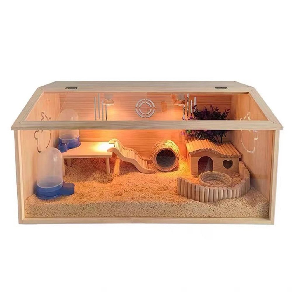 Pet Cage with Feeding Box, Habitat and Play Area, Top-Opening Hamster Cage, 60 x 40 x 40 cm