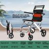 Folding Lightweight Transport Wheelchair with Brakes view 2