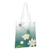 ASPOIJHN Dragonfly and Water Lily Print Reusable Shoulder Tote Bag view 2