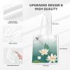ASPOIJHN Dragonfly and Water Lily Print Reusable Shoulder Tote Bag view 4