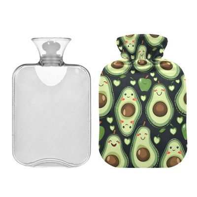 Avocados with Hearts Classic Hot Water Bottle with Cover, 2 L, Reusable Heat Pack for Neck, Shoulders and Legs