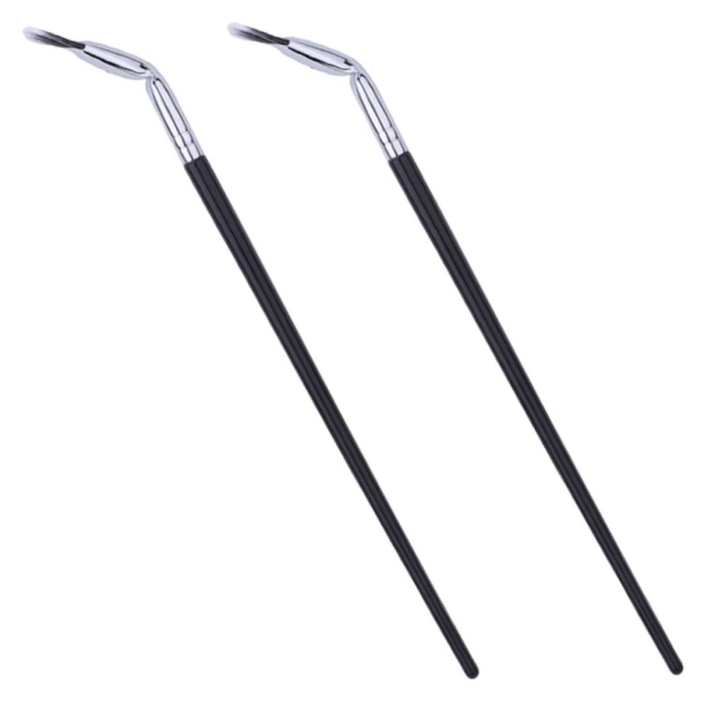 Fan Eyelash Brushes, 2 Count, Wooden Handle, Black