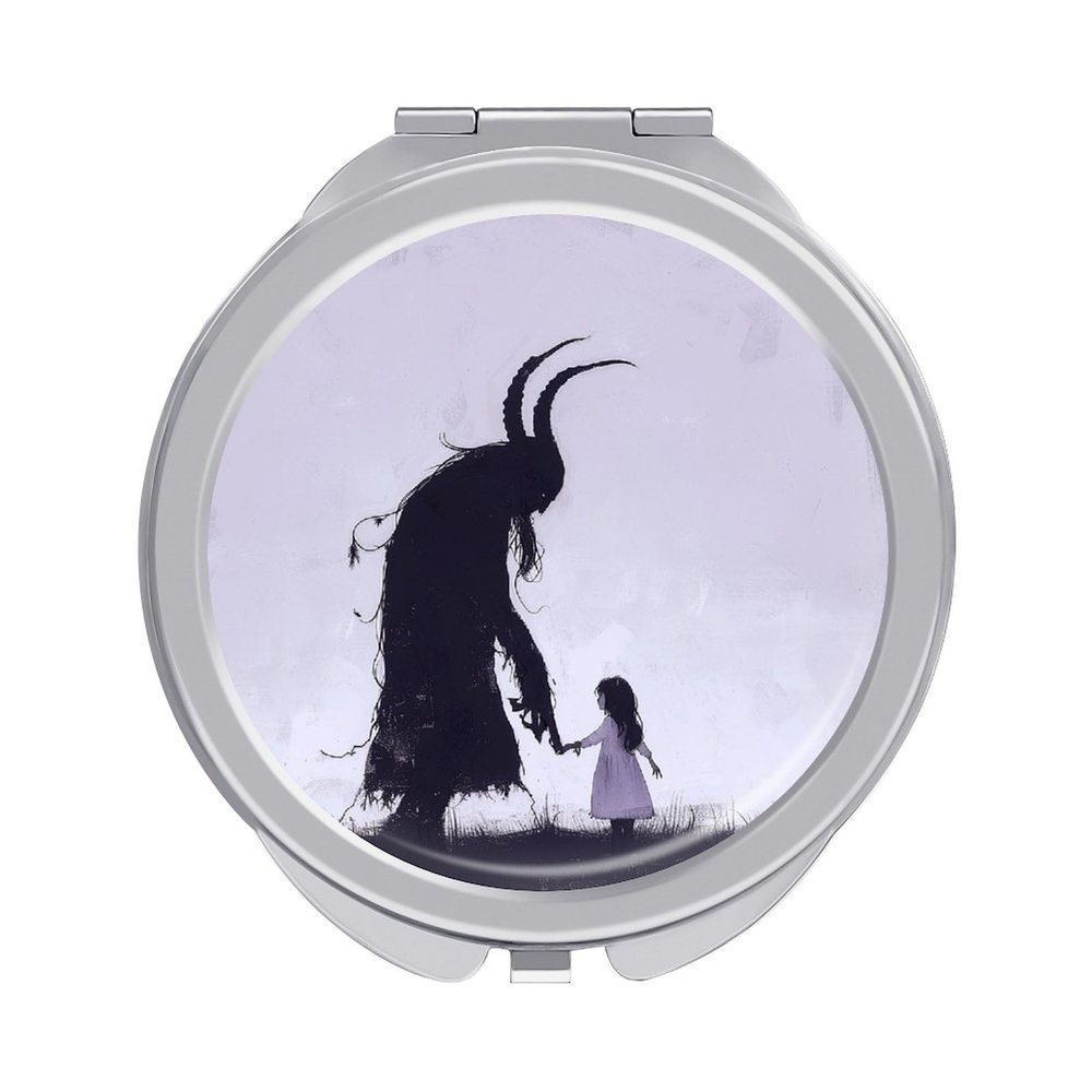 QWJKM Compact Folding Makeup Mirror, 1x/2x Magnification, 6.1 cm