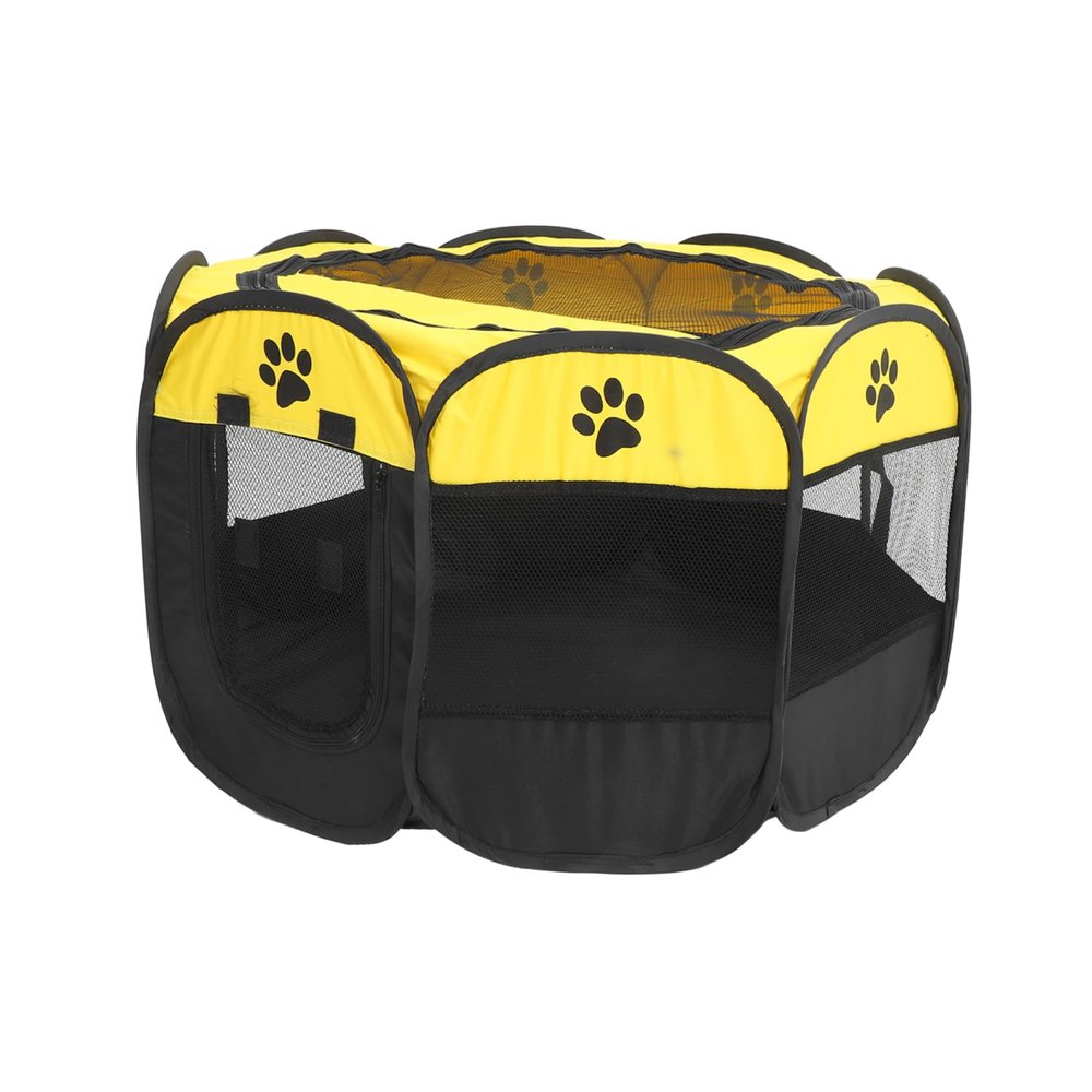 Yellow Octagonal Oxford Fabric Pet Playpen for Dogs and Cats