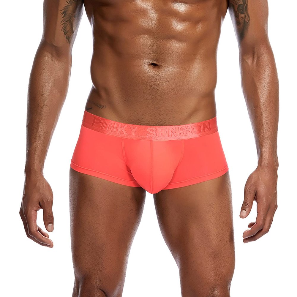 boseucn Men's Sexy Pinky SENSON Bulge Thong Underwear, High-Waist Protective Pouch, Butt-Lift String Brief, Breathable, ZAB-Orange, XXL