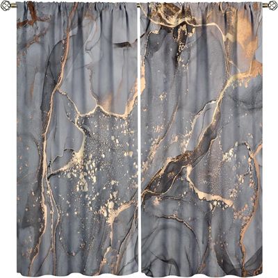 Children's Opaque Thermal Curtain with Marble Texture, 183 x 214 cm