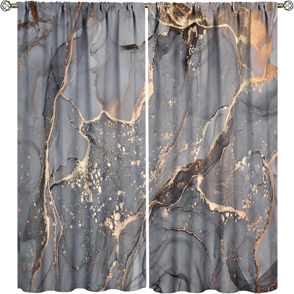 Children's Opaque Thermal Curtain with Marble Texture, 183 x 214 cm