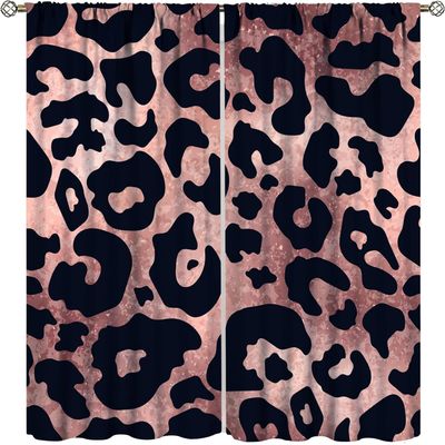 Leopard-Pattern Blackout Curtains, 183 x 214 cm, 3D Digital Print