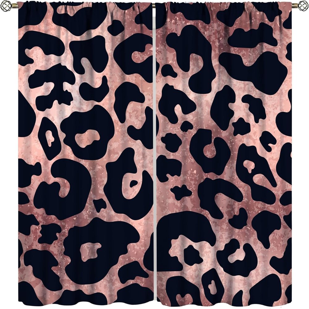 Leopard-Pattern Blackout Curtains, 183 x 214 cm, 3D Digital Print