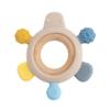 babynova Wood and Silicone Teething Ring, Yellow-Blue view 1