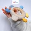 babynova Wood and Silicone Teething Ring, Yellow-Blue view 2