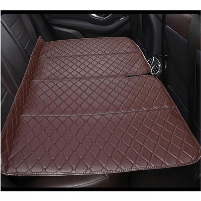 MANQII Non-Inflatable Car Mattress for VW Touareg III (CR) 2018–2023, PU Leather Rear-Seat Travel Bed, E/Coffee