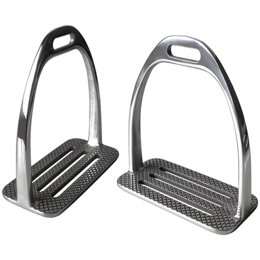 Glixoft 2-Piece Stainless Steel Horse Stirrups for Adult Outdoor Riding