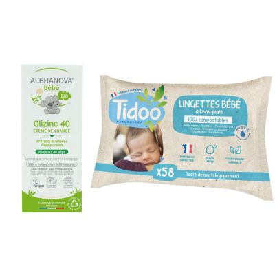 1 x Olizinc Baby Diaper Cream & 1 Pack of 100% Biodegradable Wipes with Pure Water