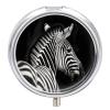 Portable Pill Box with Mirror, Black and White Zebra Pattern, 3 Compartments, Small Travel Pill Organizer for Women and Men, Creative Gift view 1