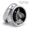 Portable Pill Box with Mirror, Black and White Zebra Pattern, 3 Compartments, Small Travel Pill Organizer for Women and Men, Creative Gift view 2
