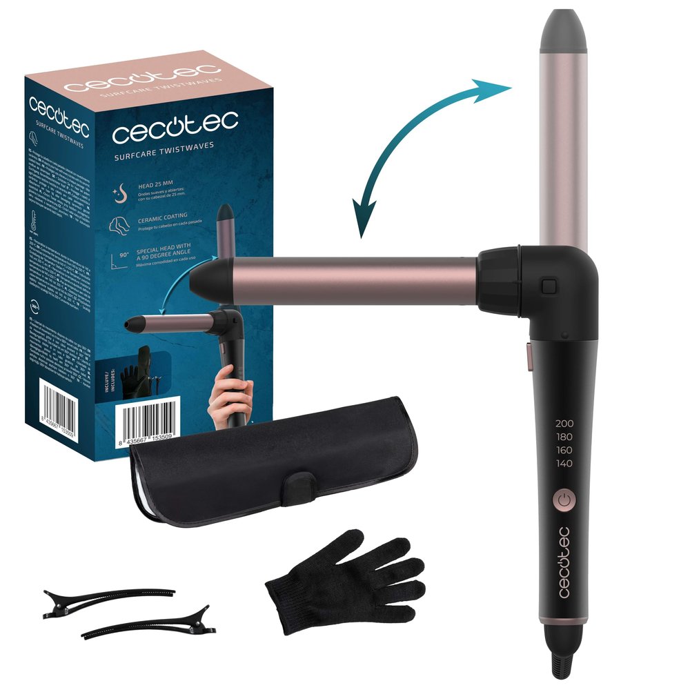 Cecotec SurfCare TwistWaves Curling Iron, 43 W, 25 mm