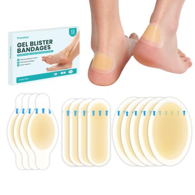Promifun 13-Piece Blister Bandage Variety Pack – Waterproof Hydrocolloid Blister Pads for Heel, Foot, Toe, and Finger