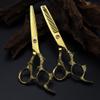 MOKLYF 6-Inch Hair Cutting Scissors, Professional JP 440C Steel, Gold Dragon Cut, Hair and Thinning Scissors Set view 2