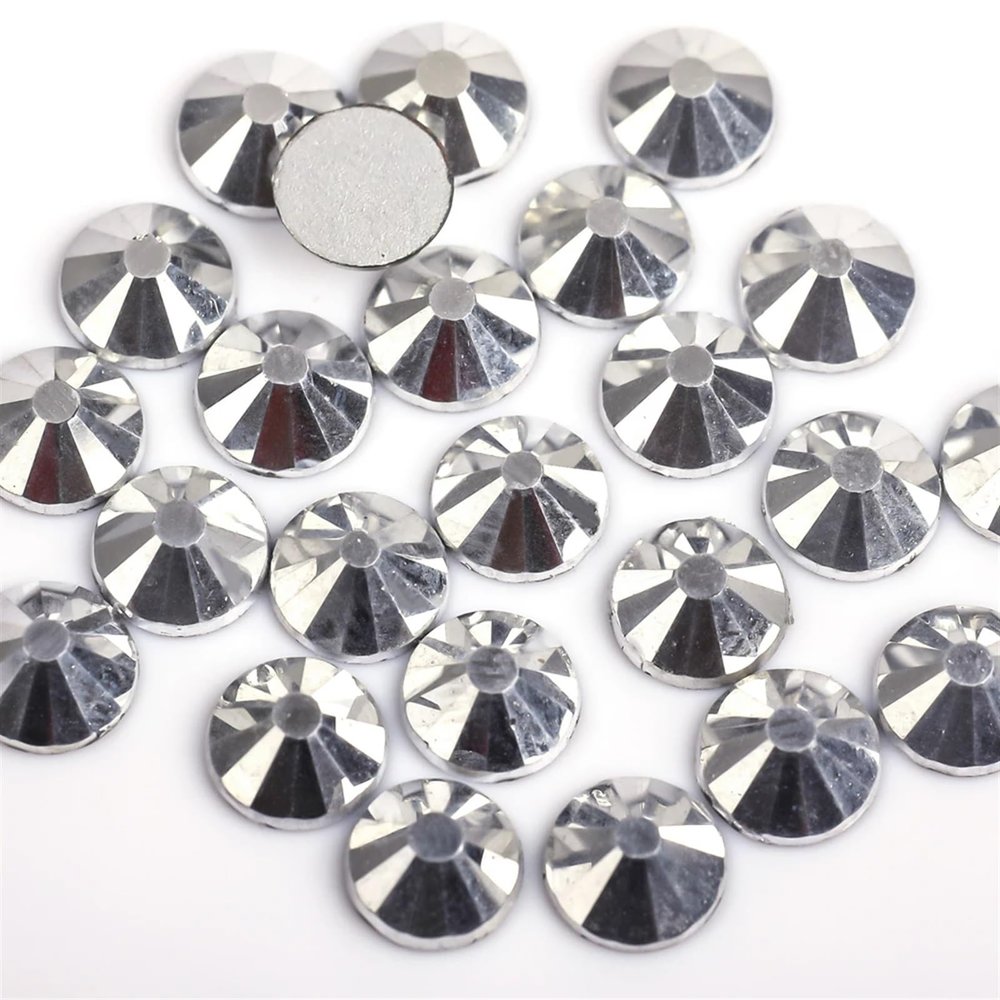 WEITINGKKK Hot Fix Rhinestones for Crafts, 144-Piece 3D Nail Art Crystal Decorations, Non-Hot-Fix, Silver Hematite, Mixed Sizes