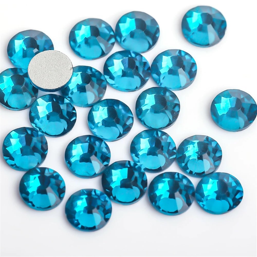 WEITINGKKK 144-Piece Blue Zircon 3D Nail Art Rhinestone Set, Mixed Sizes