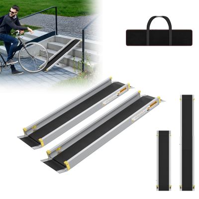 LARS360 2-Pack Telescoping Wheelchair Ramps, Aluminum, 91–152.5 cm, Up to 300 kg