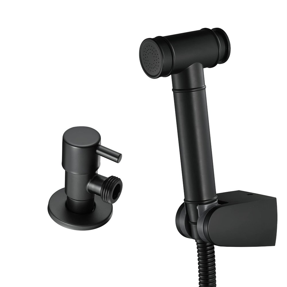 CHULKJFX Handheld Bidet Sprayer for Toilet, Square ABS Shattaf with Holder, Stainless Steel Hose and Angle Valve