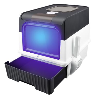 Self-Cleaning Cat Litter Box with Scoop, UV Disinfection, Odor Removal, Leakproof Base, Black, 48 × 35 × 36 cm