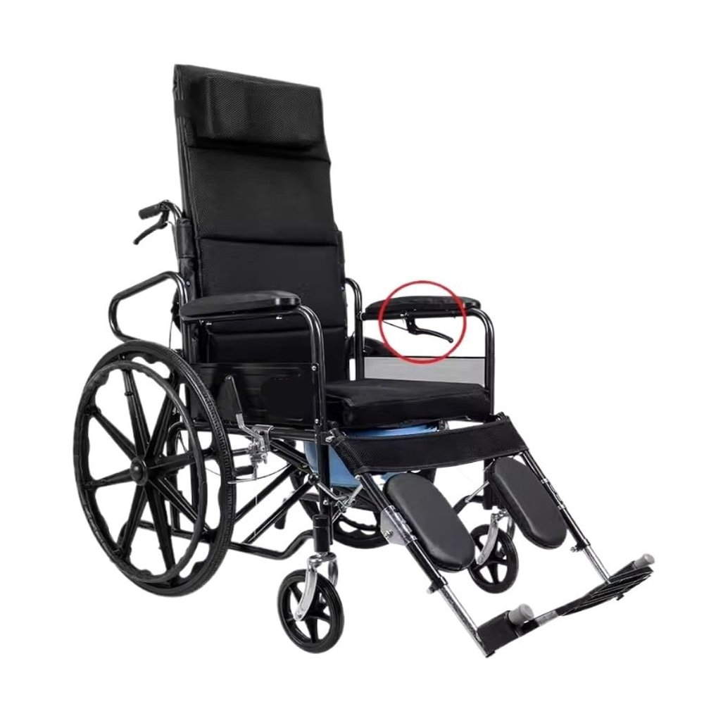 PNAJFUEL Multifunctional Foldable Wheelchair with Commode, Lightweight, Black