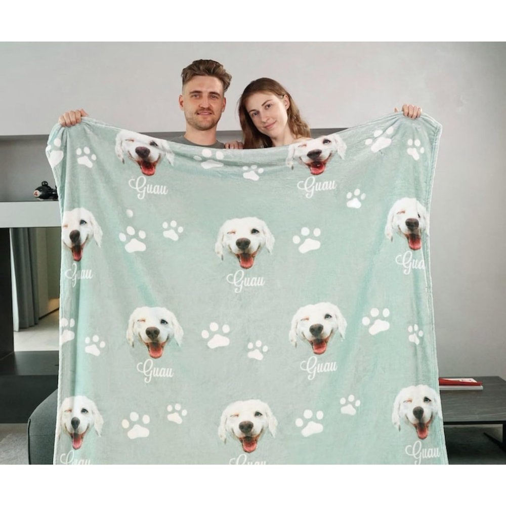 Zhongzhi Personalized Dog Photo Blanket with Name, 130 x 150 cm