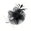 YUEZHAN Women's Yellow Fascinator Headband with Mesh Flower, Faux Pearls and Feather view 2