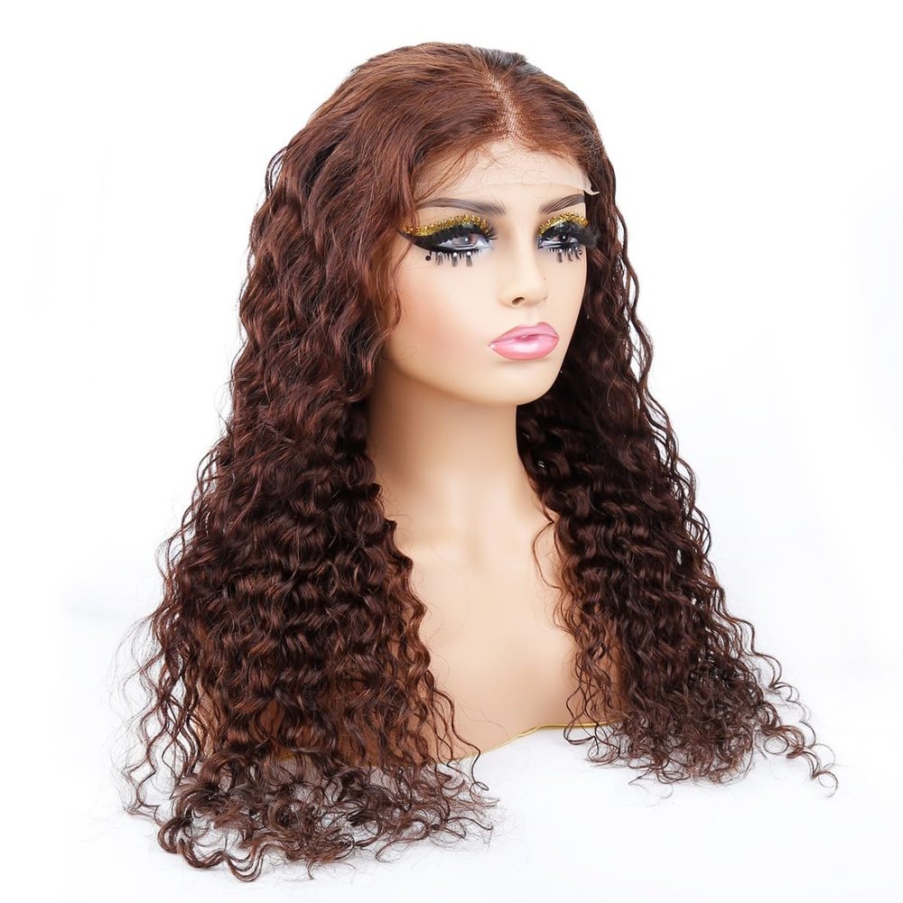 Unipearl Water Wave Human Hair Wig, 5x5 HD Lace Front, 22 Inch, #2 Dark Brown, 150% Density, Glueless Brazilian Virgin Hair Wig for Women