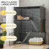 OLSKFUH Indoor Cat Cage, Large (L), Metal, Black, 109 cm High view 4