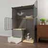 OLSKFUH Large Small Animal Cage, Indoor Metal Cat Cage with Litter Box, Litter Scoop and Ladder, 11 Sizes, Black/White view 1