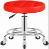 JAVYPPT Rolling Swivel Stool, Round Hydraulic Height-Adjustable Salon Stool, 360° Rotating, Red view 1
