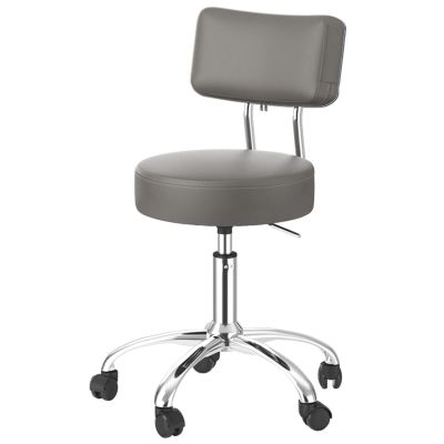 JAVYPPT Swivel Salon Stool with Casters, Backrest, and Adjustable Height, Gray