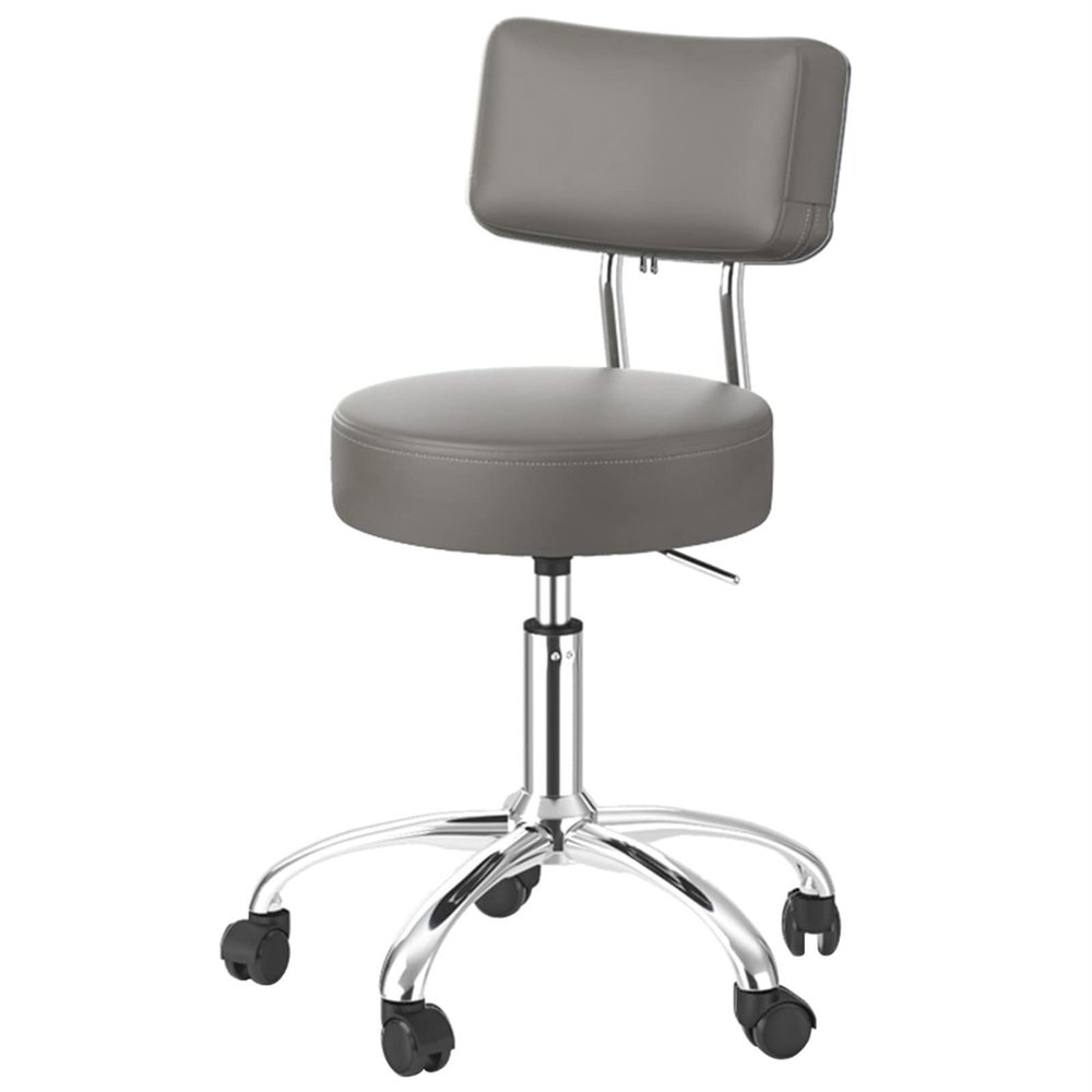 JAVYPPT Swivel Salon Stool with Casters, Backrest, and Adjustable Height, Gray