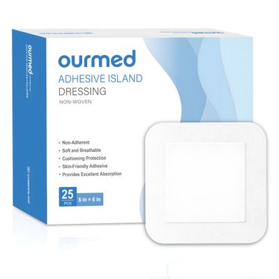 Ourmed Sterile Wound Dressings, 15 x 15 cm, Self-Adhesive, Pack of 25